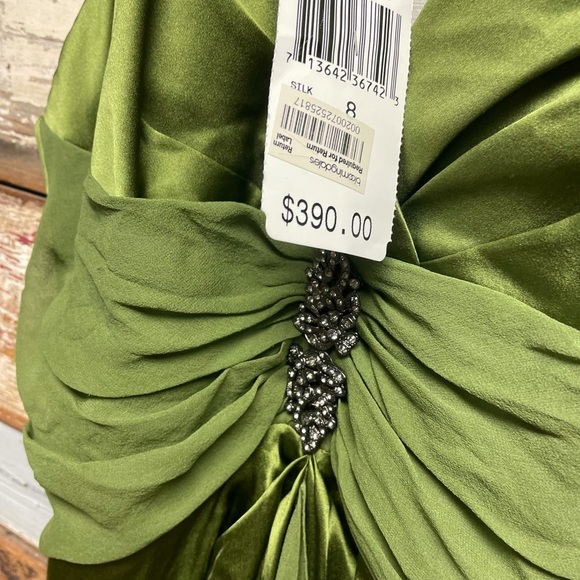NWT~DESIGNER~ KAY UNGER NEW YORK SILK GREEN GOWN DRESS~ SIZe:8 - Picture 2 of 10